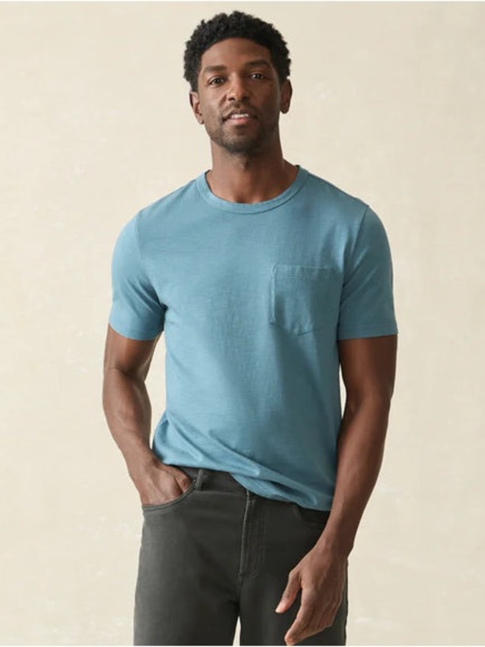 Faherty Sunwashed Pocket Cotton Mens T-Shirt